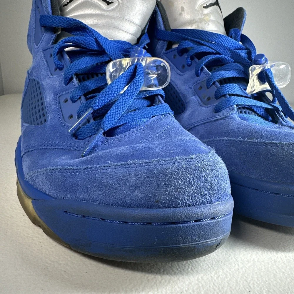 Size‎ 9.5 - Air Jordan 5 Retro Men's Sneakers Blue Suede (136027-401)